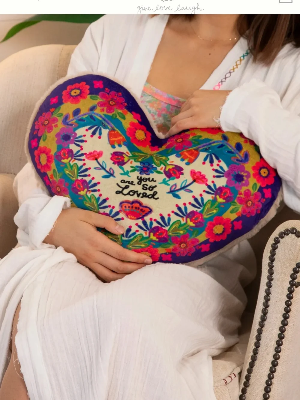 NATURAL LIFE Heart-Shaped Floral Weighted Pillow With Faux Fur 💕